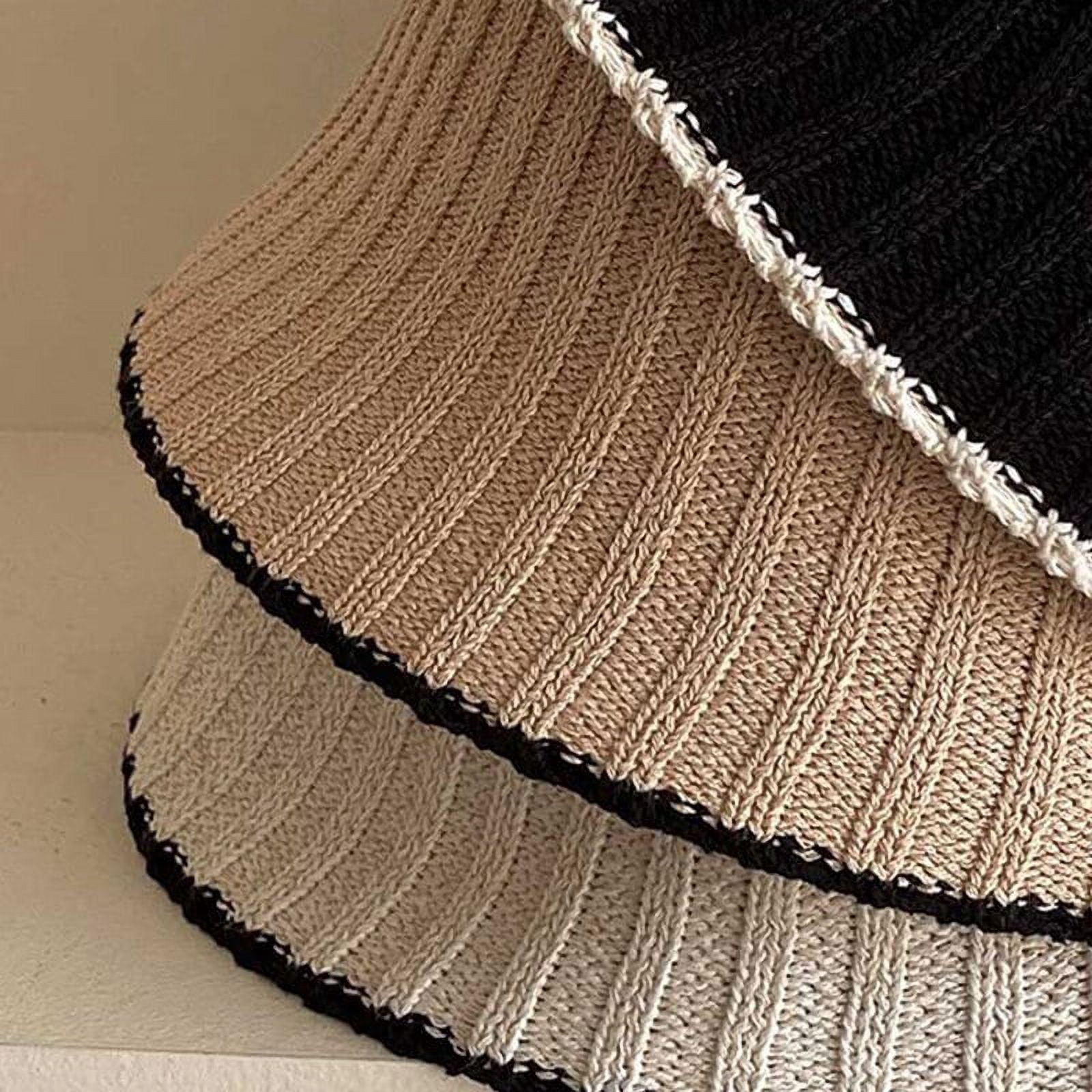 CoCopeaunts Summer Knitted Bucket Hat For Women Breathable Sun Hats Colorblock Thin Panama Bob Outdoor Ladies Foldable Fisherman Caps Bonnet