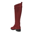thumbnail image 3 of FSJ Women Classic Knee High Riding Boots Round Closed Toe Stacked Low Heel Side Zip Buckle Stretch Fall Winter Long Boots Shoes Size 4 Red, 3 of 4