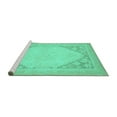 thumbnail image 2 of Ahgly Company Machine Washable Indoor Square Oriental Turquoise Blue Modern Area Rugs, 4' Square, 2 of 4