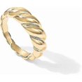 thumbnail image 3 of 14K Gold Plated Croissant Dome Ring | Twisted Braided Gold Plated Ring | Chunky Signet Ring for Women, 3 of 5