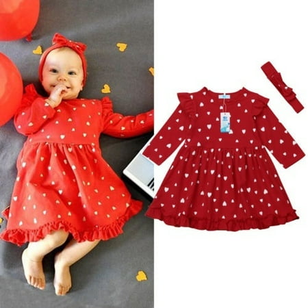 

Christmas Kids Baby Girls Party Pageant Princess Tutu Gown Red Love Print Dress Clothes Outfits