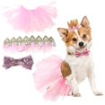 thumbnail image 2 of 3 piezas/set de ropa para mascotas, vestido de boda para perros, suministros para fiestas de cumpleaños de cachorros, linda falda de tutú, pajarita, corona, sombrero, 2 of 4