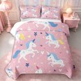 thumbnail image 2 of Manfei Cartoon Unicorn Flowers Twin Quilt Set 2 Pieces,Cute Animal Twin Coverlet Set,1 Bedspread and 1 Pillowcase, 2 of 7