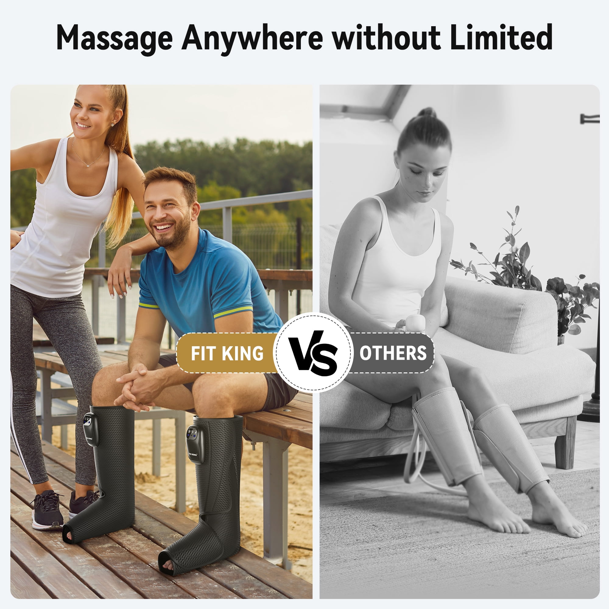 FIT KING Cordless Foot and Leg Massager, Calf and Foot Massage Boots for Circulation, Rechargeable Air Compression After Training,Travel Gifts for Him/Her FSA/HSA Eligible