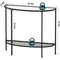thumbnail image 2 of Glass Half Moon Console Table 2 Tier Narrow Entryway Table with Black Metal Frame, Modern Sofa Table Small Entryway Table, Easy to Assemble, 2 of 7