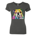 thumbnail image 2 of Wild Bobby Dean Russo Neon Colorful Pug Dog The Bulldog Dog Lover Women Slim Fit Junior Tee, Dark Grey, X-Large, 2 of 5