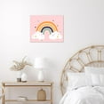 thumbnail image 4 of Pink Rainbow Wall Art, Blue Green Yellow Stars and Cloud on Pink Background Canvas Wall Art, Baby Girl Nursery Framed Wall Art for Living Room Bathroom Bedroom Ready to Hang, 12X12 Inches, 4 of 7