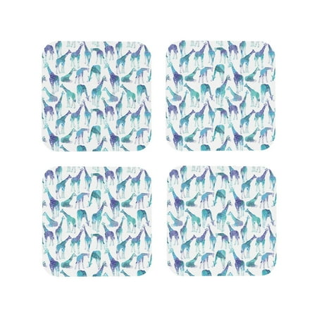 

Fuzoiu Cool Giraffe Print Leather Coasters Set Drink Coasters Set of 4 for Tabletop Protection Durable PVC Coasters Home Décor and Housewarming Gift-Square