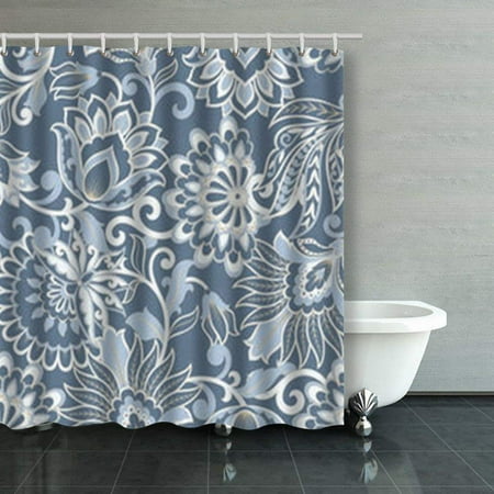 RYLABLUE Floral Seamless Pattern Damask Shower Curtains Bathroom ...