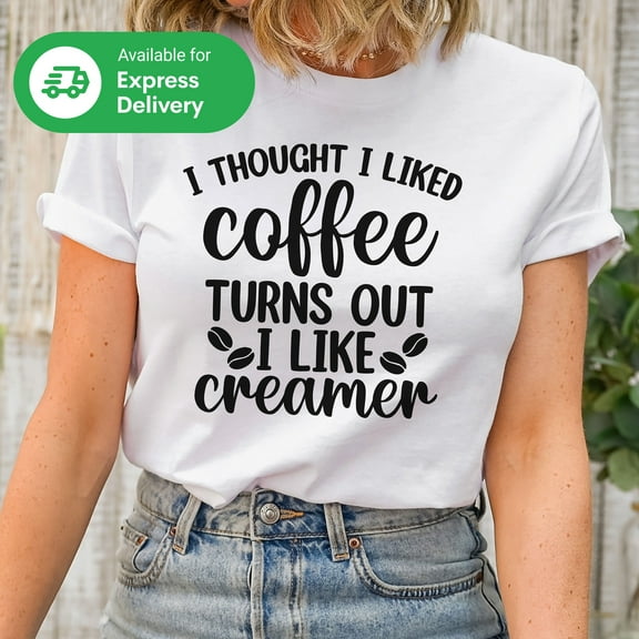 Funny Coffee Shirt, I thought I liked Coffee Turns out I like Creamer Shirt, Sarcastic Shirt, Coffee Shirt, (Colors:Dark Grey Heather; Sizes:M;)