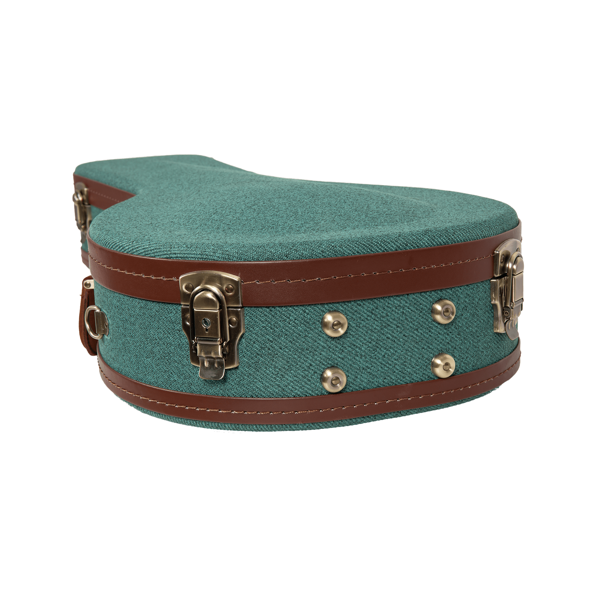 Crossrock Master Series- Wooden A-style Mandolin Case- Security Lock, Genuine Leather Handle, Reinforced Hardware, Metal Feet, Storage Space- Malachite Blue