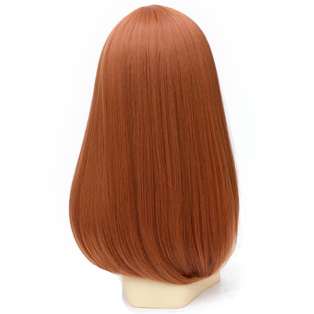 BERON Dark Orange Medium Straight Wig Middle Part Wig for Women Girls Heat Resistant Hight Density Synthetic Wigs