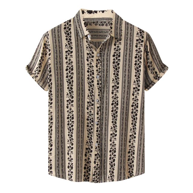 Hombres Casual Botones Playa Sin posicionamiento Estampado Turndown Camisa de manga corta Blusa Pompotops oipoqjl49368