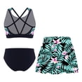 thumbnail image 2 of Alvivi Kids Girls 3 Piece Swimsuit Bathing Suit Floral Print Bikini Set with Cover Up Beach Skirt Swimwear Black 10, 2 of 5