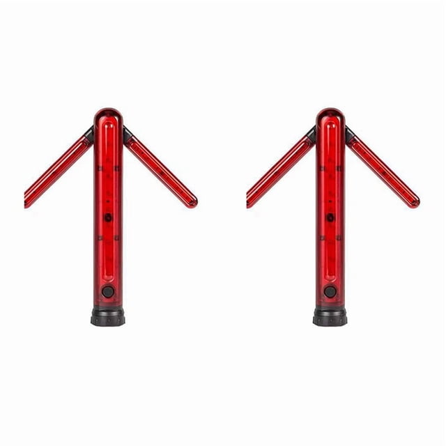 2X Bastón de Tráfico, Bastones de Seguridad de Tráfico LED, Bengalas de Emergencia para Señales de Carretera, Luz de Advertencia LED de Mano con Hoja Extensible