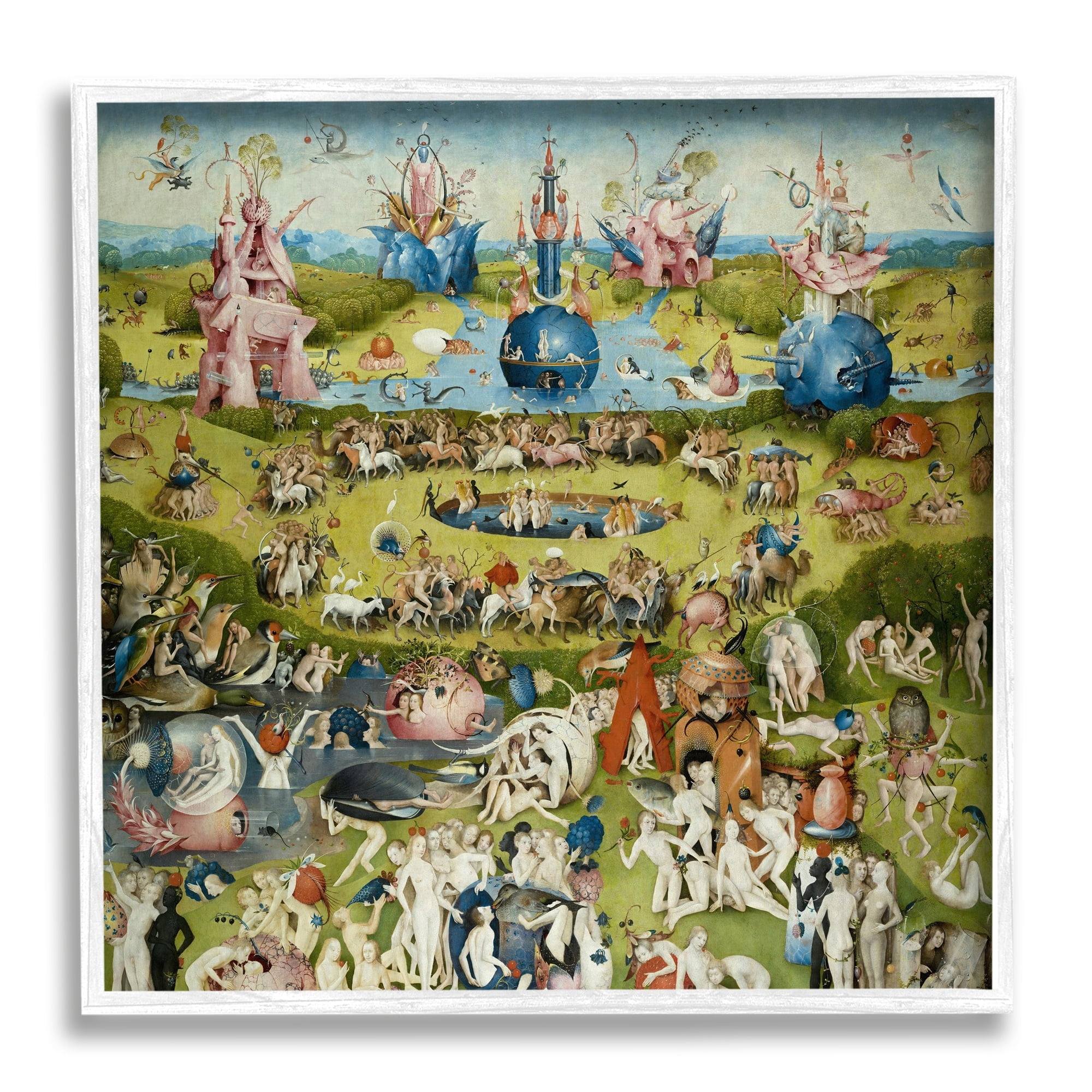 Stupell Industries Garden of Earthly Delights Center Panel Hieronymus Bosch Painting Painting White Framed Art Print Wall Art, Design by one1000paintings