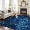 thumbnail image 2 of Large Area Rugs for Living Room Bedroom, Navy Blue Ocean Waves 8'x10' Rug Washable Carpet Runner Indoor Outdoor, Red Boat Coastal Non Slip Floor Mats Rug for Kitchen, Patio, 2 of 8