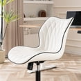 thumbnail image 4 of Kidol & Shellder PU Leather Desk Chair, Adjustable Swivel Office Chair, Upholstered Modern Task Chair with Wheels, Ergonomic Swivel Chair, High Back Chair, White, 4 of 7
