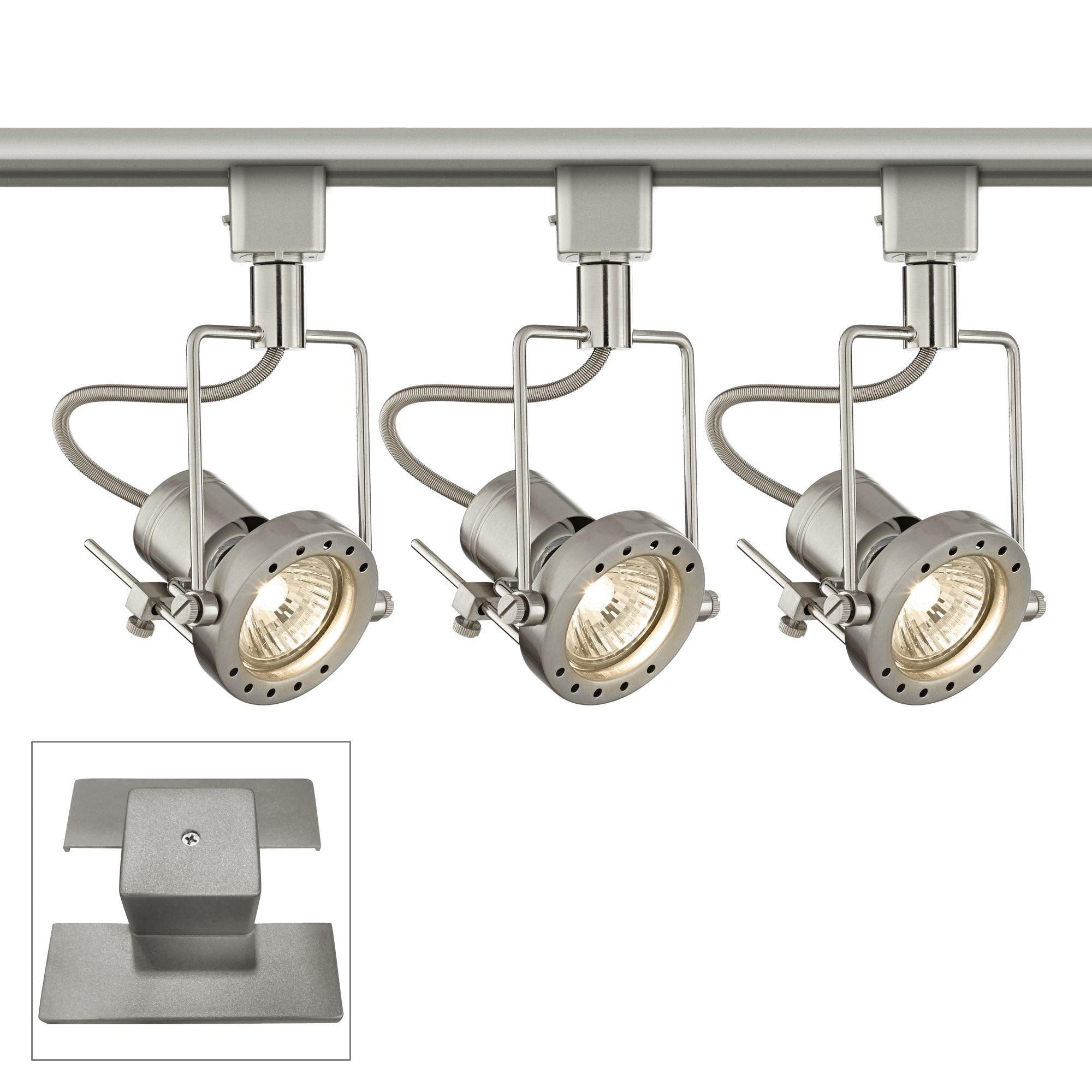 Pro Track 3Light Brushed Nickel European Track Kit w/ Floating Canopy