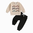 thumbnail image 4 of TOWED22 Toddler Baby Boys Fall Winter Clothes Set Long Sleeve Sweatshirt and Pants Outfit 2 Piece Casual Clothing(Sky Blue,2-3 Y), 4 of 6