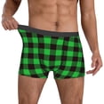 thumbnail image 2 of Kdxio Men's Boxer Briefs with Buffalo Plaid Green Black Print - Comfortable and Breathable Underwear for Everyday Wear, 2 of 7