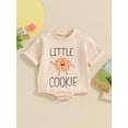 thumbnail image 3 of Suealasg Baby Boys Girls Romper Short Sleeve Round Neck Letter Cookie Print Bodysuit Jumpsuit 3M 6M 12M 18M Newborn Summer Casual Clothes for Boys Girls, 3 of 9
