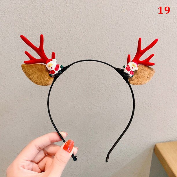 Diadema de Navidad para niños y adultos, diadema con cuernos de reno, cuerno, flor, banda para el pelo, cierre para la cabeza, fiesta de año nuevo, Cosplay de Halloween