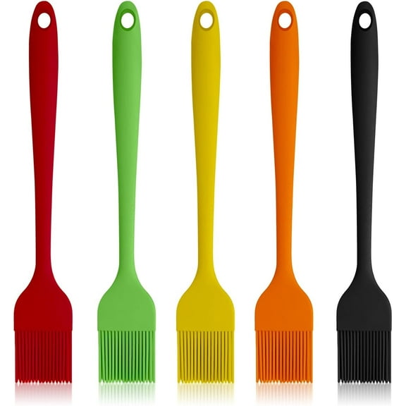 Kiibsot 5 Pack Silicone Basting Pastry Brushes, Heat Resistant Cooking Brush for Oil Butter Sauce, Food Brush for BBQ Grill Barbeque Kitchen Baking Cooking