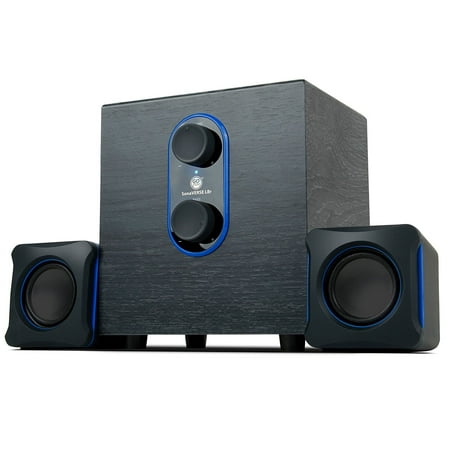 GOgroove LBr 2.1 USB Computer Speakers with Bass Subwoofer & Dual Stereo Satellite Speakers - Works with Apple iMac , HP Stream , Toshiba Satellite , Acer Chromebook & More