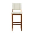 thumbnail image 2 of Linon Milano 30" Mid Back Indoor Upholstered Bar Stool, Medium Walnut/Cream Faux Leather, 2 of 15