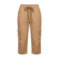 thumbnail image 5 of Pounoo Womens Cargo Capri Pants Elastic Waist Cargo Pocket Cropped Plain Womens Outdoor Capris Relaxed Fit Outdoor Activities Breathable Womens Casual Cargo Pants, 5 of 5