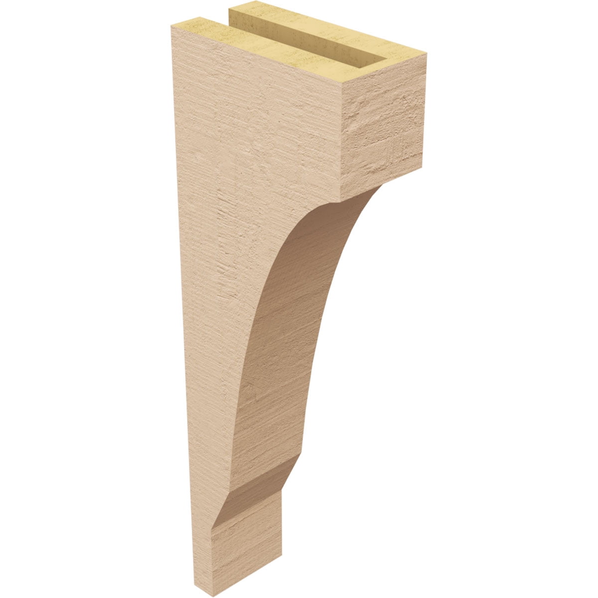 3"W x 6"D x 18"H Thin Moab Rough Cedar Woodgrain TimberThane Corbel, Primed Tan