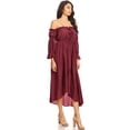thumbnail image 3 of Fashion Womens Casual Long Sleeve Renaissance Peasant Boho Off Shoulder Maxi Beach Sundress, 3 of 5
