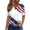 White, variant on Split Neck Short Sleeve T Shirts for Women Plus Size Stars and Stripes 250th Anniversary USA Oversized Tunic Summer Casual Lightweight Blouse White L
