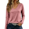 thumbnail image 3 of Basysin Women's Long Sleeve Shirts V Neck Fall Tops Soft Tshirts Basic Tee Winter Layer Clothing Business Casual Work Fall Outfits, 3 of 5