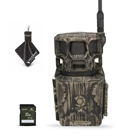 Stealth Cam Revolver Pro 2.0 360 Cellular Trail Camera with Auto-Scan No-Glow IR Flash 0.4s Trigger Speed HD Video Verizon/AT&T Compatible Includes 32GB SD Card & Cleaning Cloth 1PK