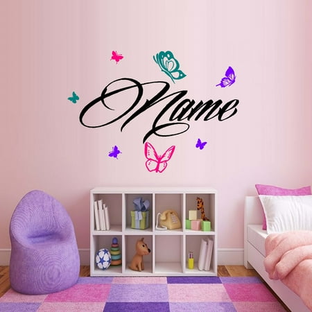 CUSTOM NAME WITH 6 BUTTERFLYS, WALL DECAL, 20