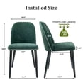 thumbnail image 2 of Set of 2 Dark Green Fabric Upholstered Dining Chairs, Metal Legs, Armless, 2 of 2