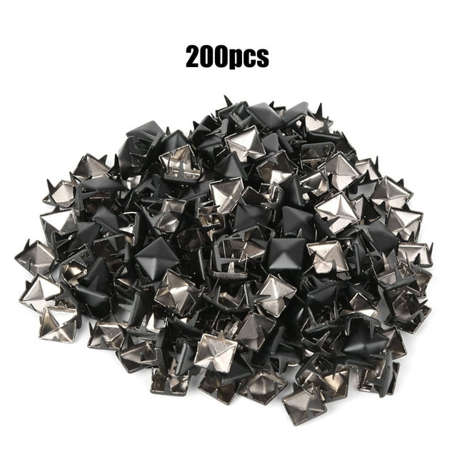 Zapatos, bolsos, sombreros Acentuación 200 piezas Remaches cuadrados negros mate, 9 mm, para decoración de moda DIY