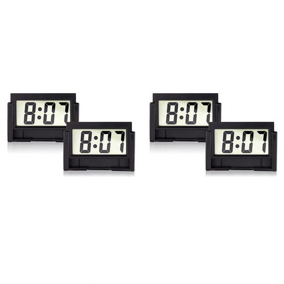 4X Small Digital Car Dashboard Clock Battery Operated Big Clear LCD Time Display for Automotive, &Truck