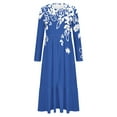 thumbnail image 2 of SHTXOZHI Womens Long Sleeve Round Neck Fall Dresses A-Line Print Flowy Maxi Dress with Pockets, 2 of 4