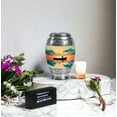 thumbnail image 6 of JAGASY Fishing Small Urn for Sister - Golden Urn for Ashes Adult Male & Female - Sunset Clouds Water Boat Decorative Urns - Mini Cremation Urns for Human Ashes keepsake - (3 Inch), 6 of 7