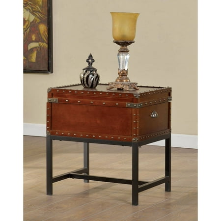 Furniture Large Cherry - Furniture of America Millard Trunk-Style End Table, Cherry