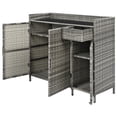 thumbnail image 4 of 47.5"W Wicker Outdoor Storage Cabinet with Tempered Glass Desktop, Weather-proof Rattan Bar Table with Three Doors, Adjustable Shelf, and One Drawer, for Outdoor Cushions, Pool Toys , Grey, 4 of 4