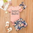 thumbnail image 3 of Lovebay Toddler Baby Girl Summer Outfits Set Tops Bodysuit +Shorts+Headband for 0-2T, 3 of 8