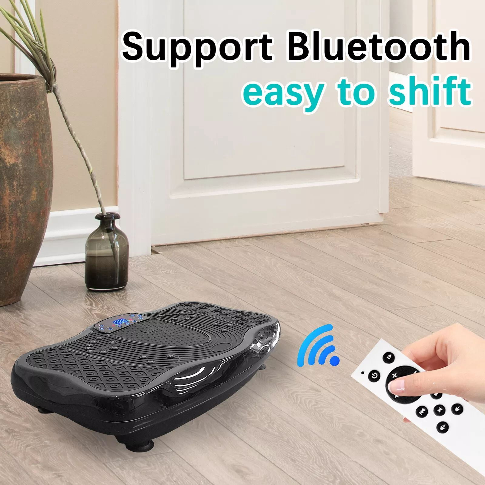 Jacgood XXL 330LBS Vibration Plate Exercise Machine - Whole Body Workout Vibration Fitness Platform w/ Loop Bands - Home Training Equipment for Weight Loss & Toning，120 Levels Black