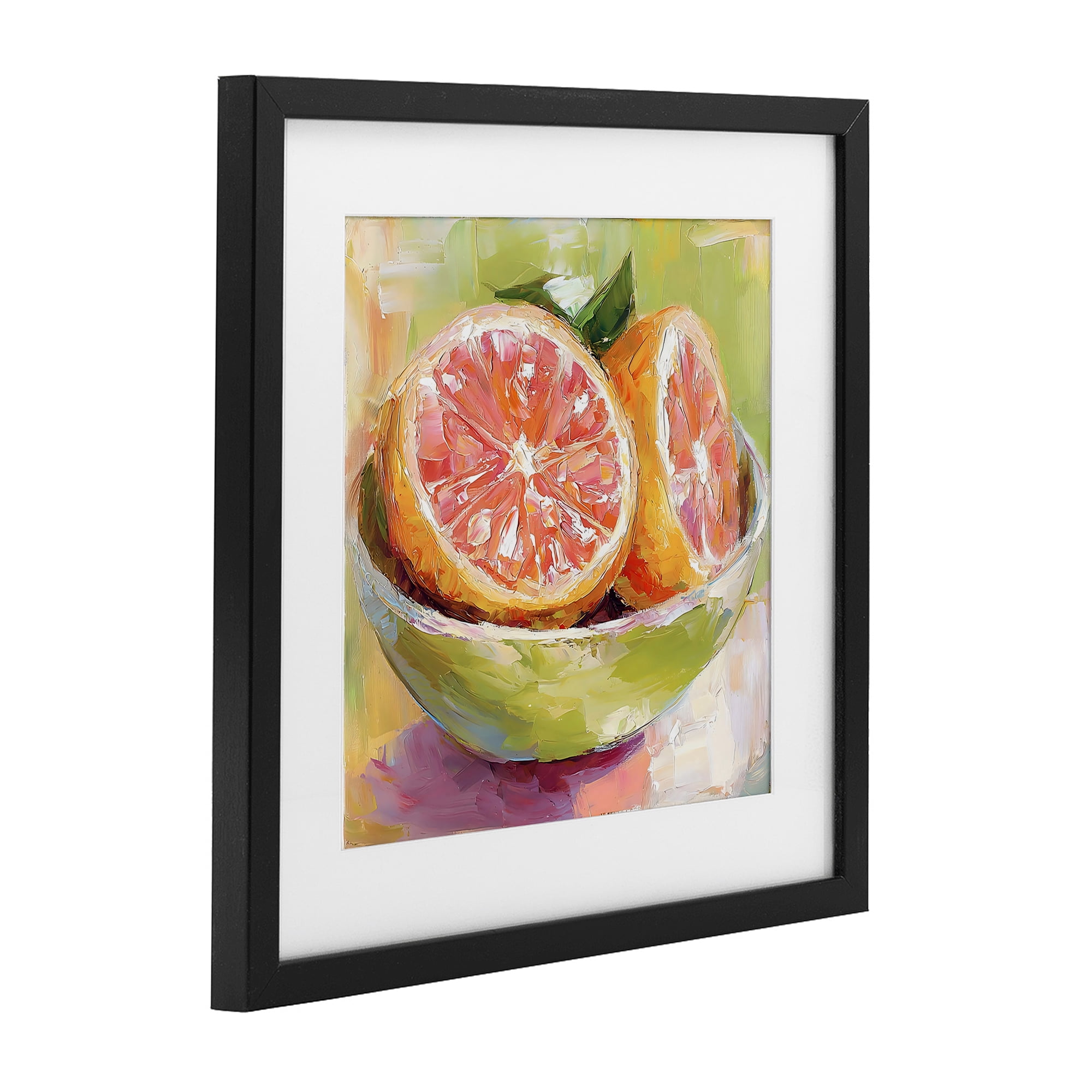 Stupell Industries Sliced Grapefruit in Bowl Black Framed Print Under Glass, design by Riley B
