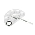 thumbnail image 5 of Unique Bargains 1 Set Small Half Circle Finger Hole Foundation Spatula Makeup Mixing Palettes  Silver Tone, 5 of 7