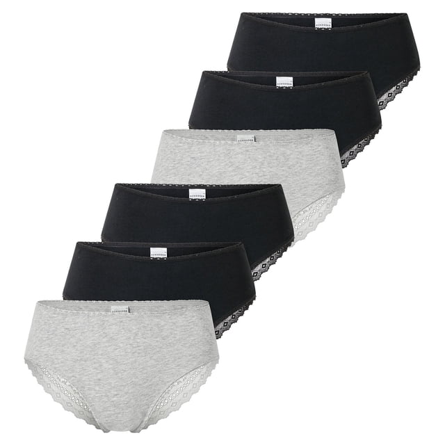 SCHIESSER Bragas brasileñas para mujer, paquete de 6 - 6Pack Brazilian, algodón elástico, liso Negro/gris M (Medium)