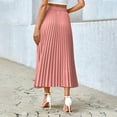 thumbnail image 4 of Womens Pleated Skirt High Waisted A Line Midi Long Shirring Skirts Summer Trendy Casual Lightweight Elegant Skirts, 4 of 6
